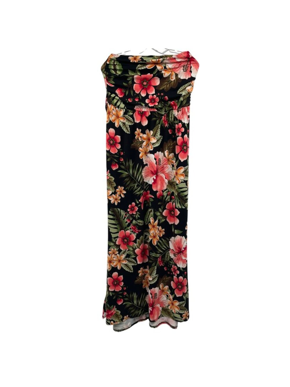 VIBE Sportwear Floral Strapless Maxi Dress Black/Multi Belted Size XL